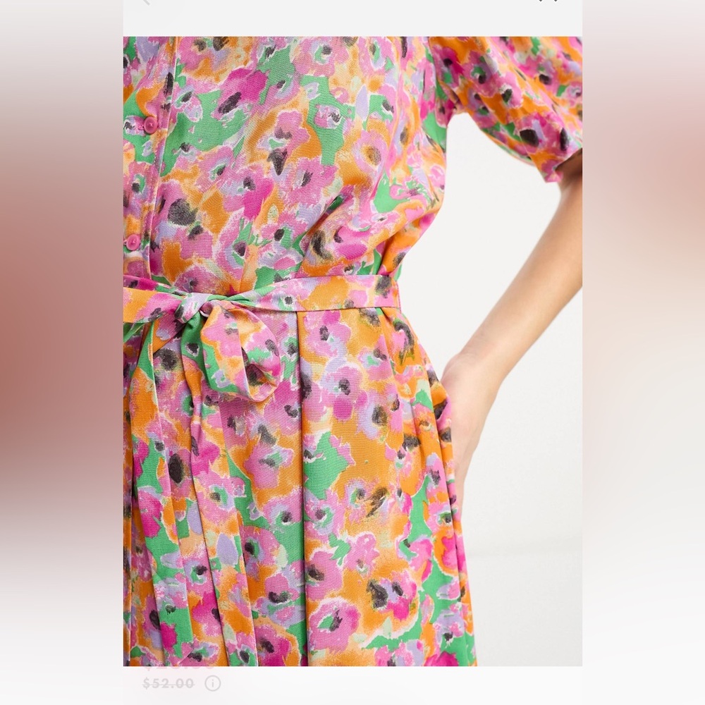 Monki wrap midi dress in pink floral print - Picture 5 of 15